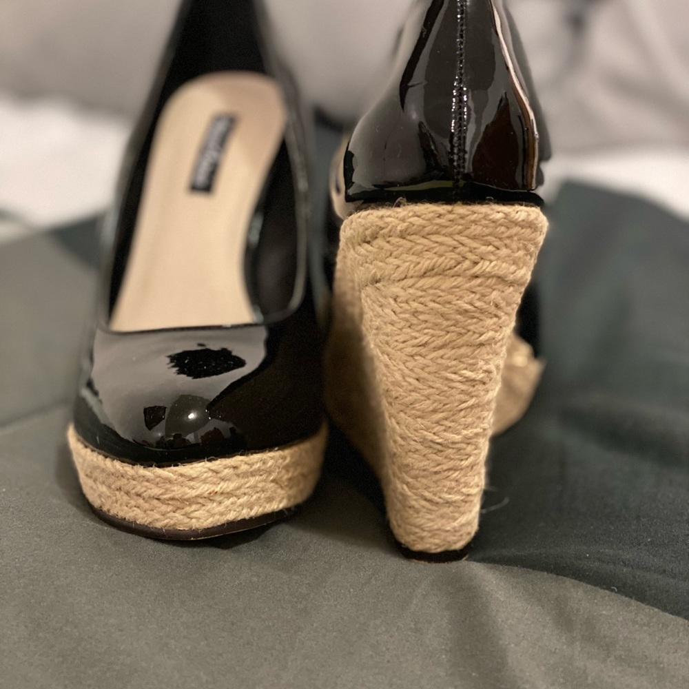 Michael Antonio Patent Leather Wedge Espadrilles